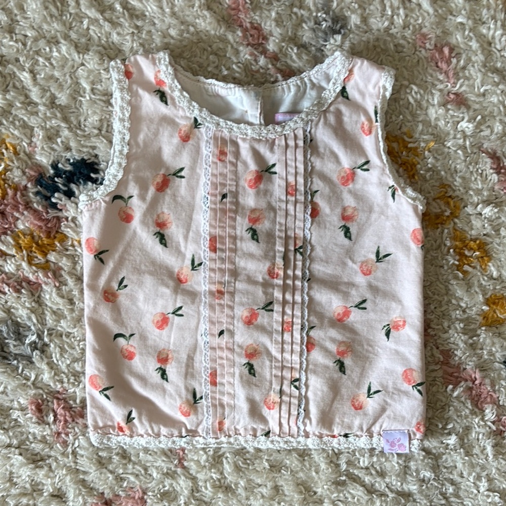 Peach Top with Lace Trim